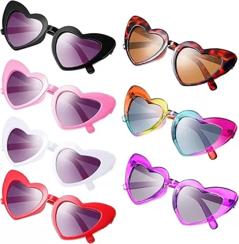 Frienda 7 Pairs Kids Toddler Summer Sunglasses Bulk Heart Shaped Sun Glasses Vintage Sunglasses for Children Boys and Girls Party Favors, Summer Spring Party Costume Accessories