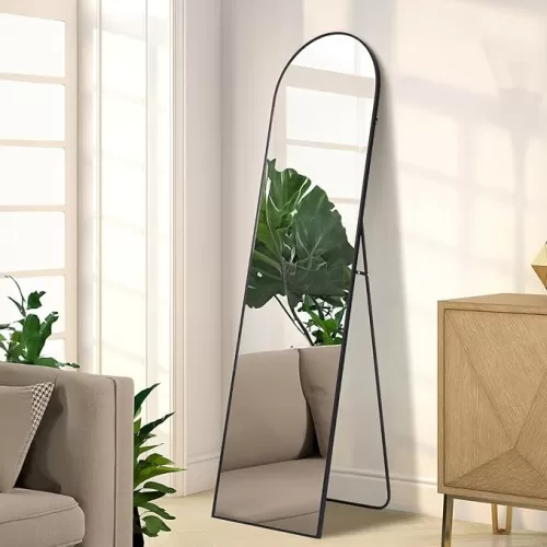 Full Length Mirrors 55"x15" Arched Black Mirror Full Body Black Vanity Wall Mirror, Frosted Metal Frame Anti-Rust, Tempered Glass Mirror for Bathroom, Bedroom, Entryway, Living Room