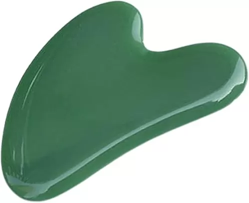 Gaweb Guasha Stone, Heart-Shaped Prevent Wrinkle Green Wrinkle Reducing Massage Stone for Adult Massage Tool Dark Green One Size