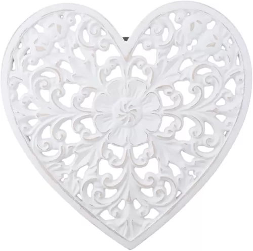 gifthub Heart Shaped Wall Panel Hanging Decoration, Three-dimensional Retro Wall Decoration Art, 12 "heart Shaped Decorative Carving Pattern Sculpture Wall Panel, Office Wall Decoration
