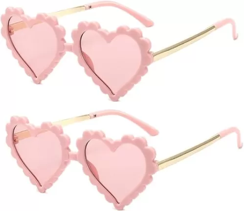 Girls Heart Shaped Sunglasses UV 400 Protection girls heart sunglasses for Beach outdoor summer Age 3-10
