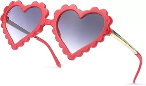 Girls Heart Sunglasses for Toddler Party Beach, UV 400 Protection Heart Flower Glasses Age 2-7