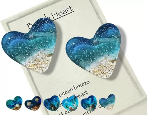Glass Beach Pocket Heart，Natural Heart Sea Fused Handmade Ocean Glass Heart Ornament，Fused Glass Heart Pocket Token，Mini Cute Durable Beach Glass Hug Heart Shaped Token (2PCS-Beach Heart12)