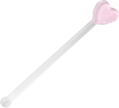 Glass Stirring Rods - Set of 5 - Heart-Shaped Swizzle Sticks for Coffee - Cocktails - Wine - and Beverages - Reusable Drink Stirrers for Home - Bar - and Party Use - Coffee and