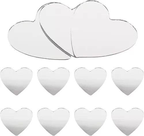 Healifty 20pcs Heart Shaped Mini Mirrors Glass Mosaic Tile Pieces for Home Decoration DIY Craft Projects Compact Mirror Making 2.12x1.96 in