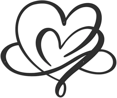 Heart Wall Decor, Wall Art Living Room Bedroom Decorations, Black Metal Sign for Home House Housewarming Gifts, 11.8 X 9.8In Love Wrought Iron Plaques Decoration for Wedding Valentine Decorations