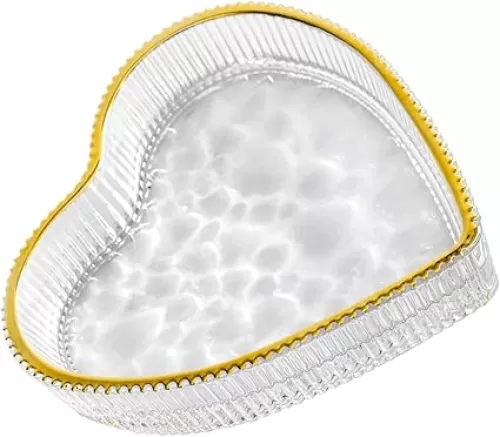 Hemoton Elegant Heart Shaped Glass Disc Jewelry Holder Small Jewelry Dish Trinket Dish