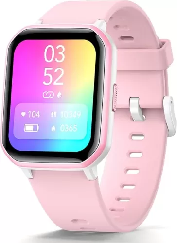 Kids Smart Watch Girls Boys, Fitness Tracker for Kids, 1.5 inch and DIY Dials, 19 Sport Modes, Sleep Monitor, Pedometers, Heart Rate, IP68 Waterproof, Great Gift for Boys Girls Teens 6-14 (Pink)