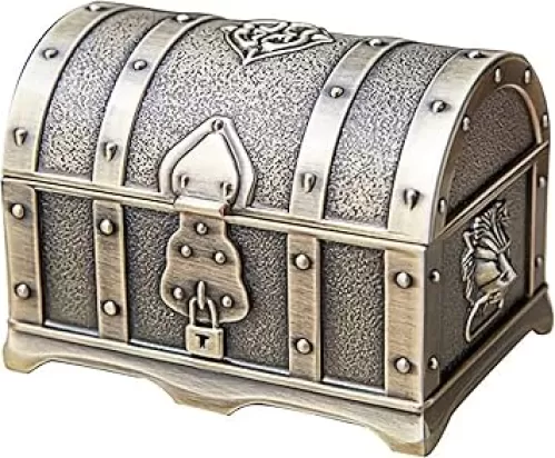 KNC Vintage Metal Heart Shape, Retro Classic Pirate Jewelry Box, Small Trinket Jewelry Storage Box for Rings Earrings Necklace Treasure Chest Organizer Case (Retro Classic Pirate box)