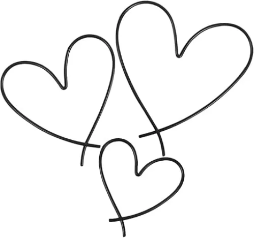 LUOZZY 3 Metal Heart Wall Ornaments - Black Heart Wall Art Decor for Bedroom, Living Room, Valentine