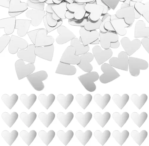 Lusofie 100 Pcs Heart Mini Mirror Acrylic Mirror Adhesive Mirror Stickers Mini Mirrors for Crafts Mosaic Tile for DIY Projects Supplies Home Wall Table Kitchen Bathroom Decoration
