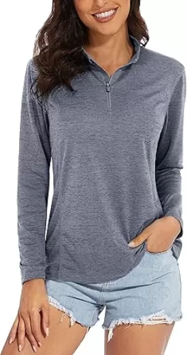 MAGCOMSEN Women's 1/4 Zip Shirts UPF 50+ Sun Protection Pullover Long Sleeve Quick Dry Workout Hiking Athletic Shirts