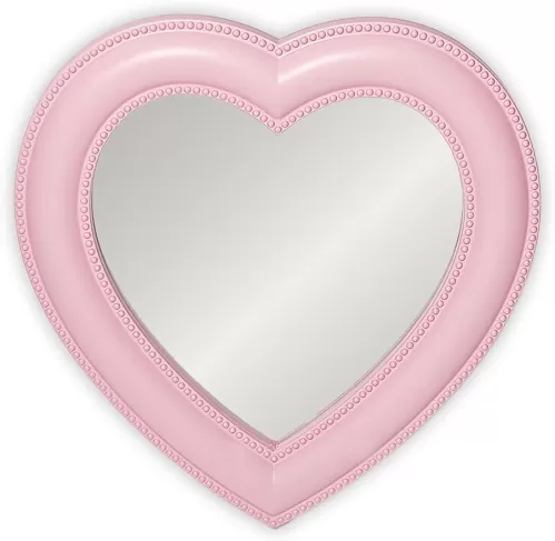 Magnetic Locker Mirror, 6.9"x7.3" Heart Magnetic Mirror for School Locker, Locker Accessories Magnetic Makeup Mirror for Girls Bathroom Fridge Office Cabinet Gym Locker (Pink)