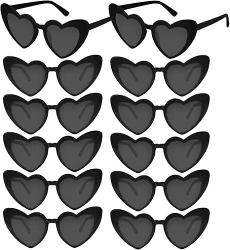 NACHLYNN 4/12/24 Pairs Heart Shaped Sunglasses Bachelorette Sunglasses Love Vintage Heart Glasses for Women Party Weddings