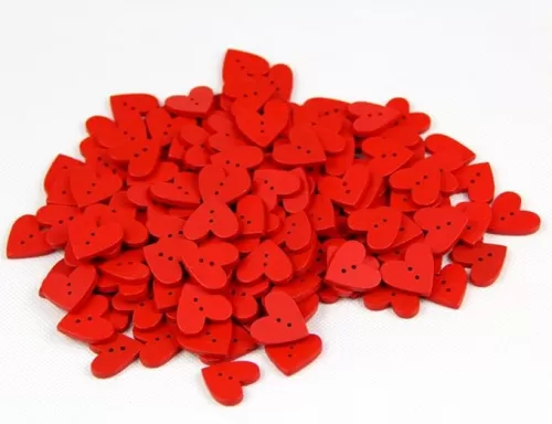 One Pack of About 160pcs Red 20mm Heart Shaped Painted 2 Hole Wooden Buttons Package for Sewing Scrapbooking Crafting