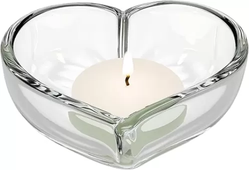 Orrefors 5" Heart Bowl - Decorative Serveware Collection & Votive - Tea Light Candle Holder, Crystal - For Snacks or Candle, Kitchen & Dining Decor - Bachelorette and Wedding Party