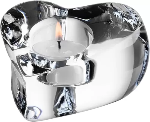 Orrefors Valentino Votive, Tealight Candle Holder, Made from Crystal - Heart Shape, Modern Statement Piece Decor, Shelf Decoration & Table Centerpiece, 2.7" x 4.2"