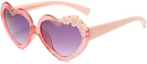OZPYKAE Girl Heart Flower Sunglasses, Heart Shaped Cute Glasses UV 400 Protection Outdoor Girl Boy Gifts Eyewear Sunglasses