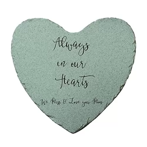 Personalization Universe Memorial Expressions Personalized Heart-Shaped Garden Stone - Customizable Tribute and Memorial Gift, Polyresin Outdoor Decor Stepping Stone, 9.75" x 10.25"