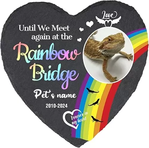 Personalized Bearded Dragon Memorial Stone - Customized Sympathy Gift, Custom Garden Stone Grave Marker Headstone for Bearded Dragon, Heart Shaped