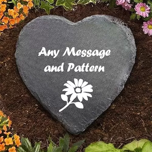 Personalized Decorative Garden Stones Customized with Any Message and Pattern, Custom Heart Shaped Memorial Stones Welcome Stones 8x8 for Housewarming, Memorial Gifts and Special Day Gifts