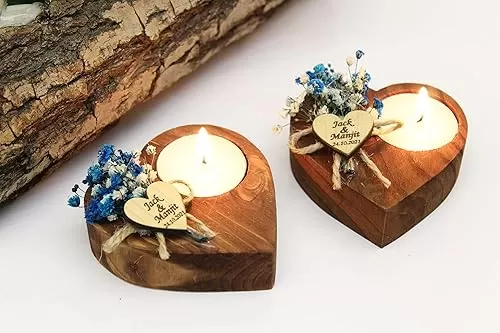Personalized Heart Shaped Candle Holders, Wedding Favors, Guest Gifts, Candleholders and Tealights, Funeral Favors, Bridal Shower Candles, Favors For Guests