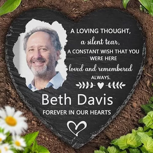 Personalized Memorial Stone with Photo - Sympathy & Bereavement Gifts in Memory of Loved One - The Good Life Lived