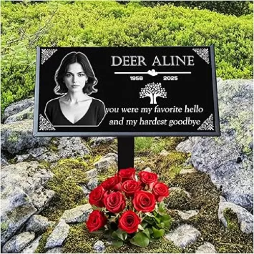 Personalized Memorial Stones, Customized Engraved Headstones for Graves for Humans, Granite Sympathy Markers Plaques of Cemetery Outdoors, Waterproof Garden Memory Tombstones (Loved Ones)