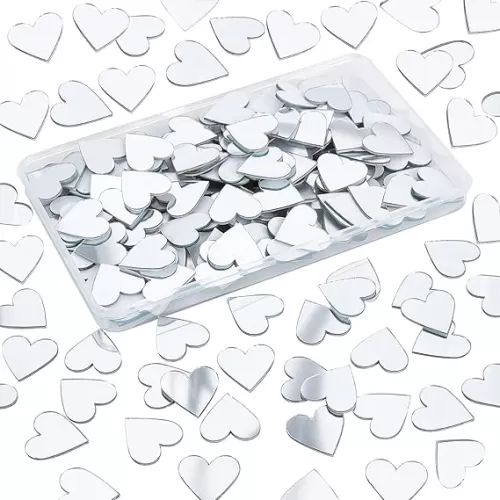 PH PandaHall 200pcs Heart Mosaic Mirror, 0.9 Inch Decorative Acrylic Mirror Adhesive Craft Mini Mirror Tiles Small Wall Mirror for Arts Crafts Photo Props Valentine's Day Bathroom Home Decor