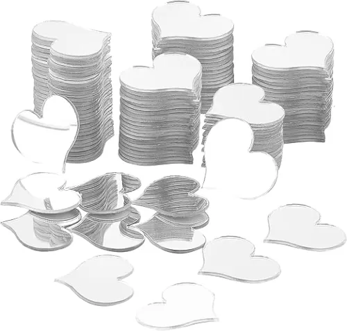 PH PandaHall Mirror Tiles, 200pcs Adhesive Peel/Stick Small Heart Mirror Mosaic Tiles Mini Self Acrylic Mirrors for Arts Crafts Projects Framing Room Home Wall Decor, 0.6x0.8