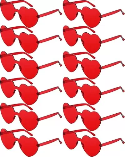 Photect 12 Pair Heart Shaped Sunglasses Gift for Women Colorful Glasses Transparent Heart Glasses Summer Party Favor