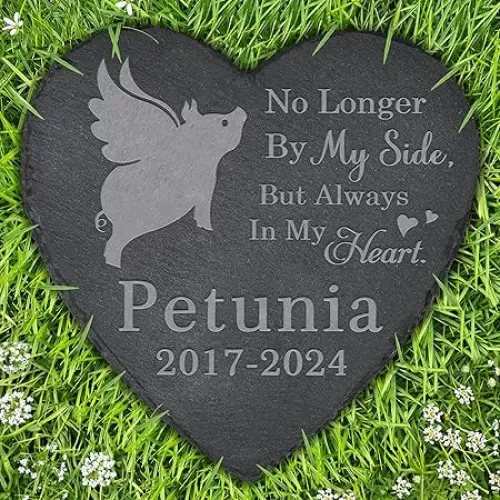 Pig Memorial Stone Pig Headstone - Memorial for Pig - Loss of Pig - Pig Keepsake - Pet Remembrance Pig - in Memory of Pig (Heart-Shaped)