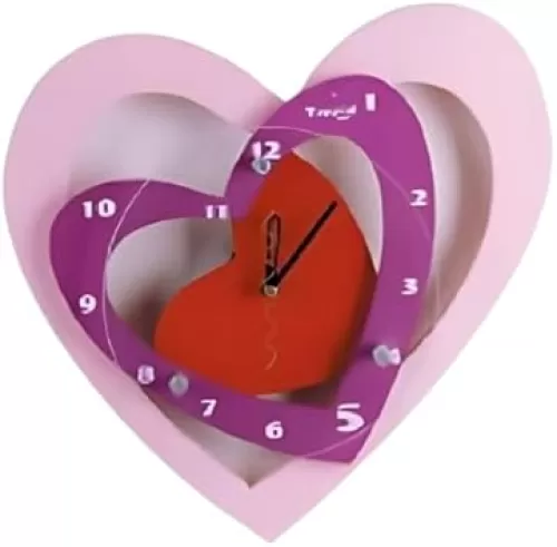 Pink Heart-Shaped Acrylic Contemporary Wall Clock | Stylish, Durable & Lightweight | Perfect for Living Room, Bedroom & Office Décor | Ideal Gift for Birthdays, Anniversaries & Special Occasions