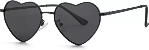 Polarized Heart Shaped Sunglasses for Women Metal Frame Cute Lovely Glasses 100% UV Protection