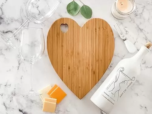 Premium Wood Charcuterie Board, 100% Handmade, Cheese Platter, Cheese Tray, Bamboo Cutting Board, Attractive Heart Design