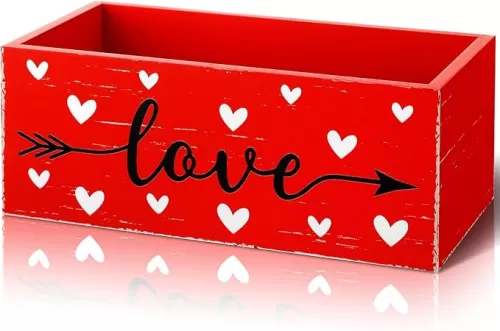 Sintuff Candy Dish Wooden Sweet Candy Bowl Happy Basket Wooden Serving Bowl Large Tableware for Treat Gift Snack Wedding Anniversary Holiday Decorations(Love)