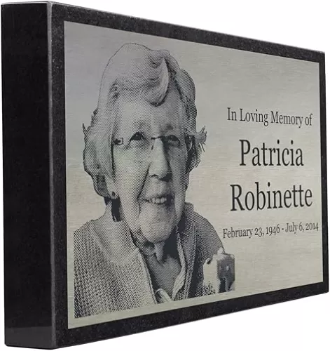 Stainless Steel and Granite Memorial Headstone - Markers for Lost Family Members, Infants, Loved Ones, Friends, Dogs, Cats, and Other Family Pets. (16 x 10 x 2)