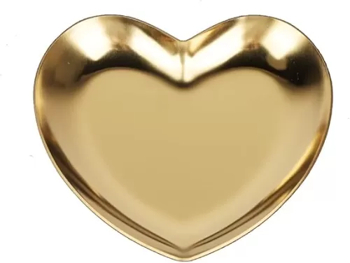 Stainless Steel Jewelry Tray, Heart Shaped Trinket Dish for Rings Earrings Necklaces Bracelet Watch Keys, Plate Tea Tray Fruit Tray Cosmetics Jewelry Organizer Box(Gold)