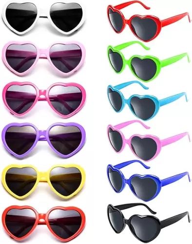 SUNOVELTIES 12 Pack Kids Neon Retro Sunglasses Toddler Heart Classic Glasses Bulk Boy Girl Party Favors Outdoor Costume