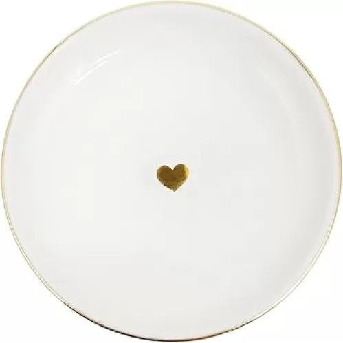Sweet Water Decor Gold Heart Jewelry Dish Tray - Elegant Jewelry Trays with Clean & Classic Design for Home Decor - Trinket Dish for Rings, Earrings, Jewelry Storage & Room Decor