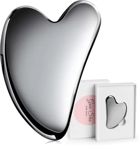 Terahertz Gua Sha Facial Massage Tool: Scraping, SPA Acupuncture Therapy, Heart Shape Trigger Point Treatment - Natural Board