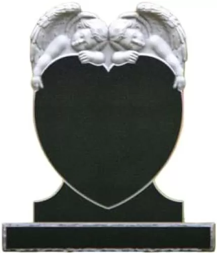 Twin Angel Heart Memorial Headstone