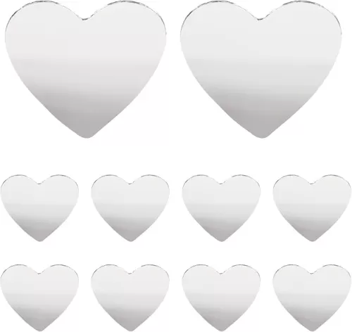 ULTNICE 20pcs Heart Shaped Mirror - Mini Size Glass Mosaic Tiles for Home DIY Craft