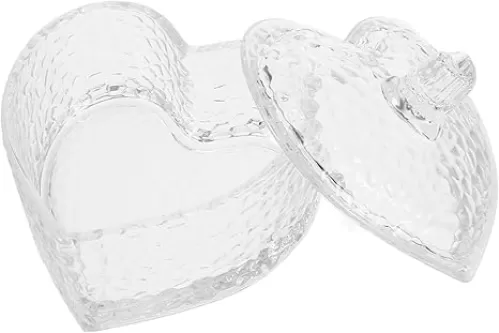 Unomor Heart-shaped Glass Storage Jar with Lid Decorative Trinket Box for Jewelry Candy and Keepsakes Glass Display Container for Home Decor and Organization