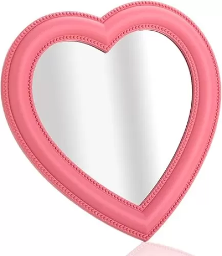 Utavu Makeup Mirror Heart Shape Wall Desktop Mirror Cosmetic Vanity Mirror for Women Ladies Friends Gift