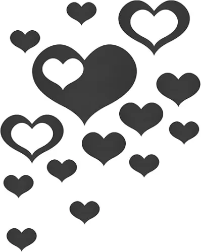 uxcell Acrylic Mirror Wall Stickers, 14Pcs in 1Set Self Adhesive Removable Heart Wall Decals for Home Living Room Bedroom Office DIY Decor (Black)