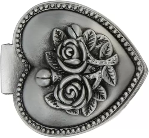 Vintage Heart Shape Jewelry Box Ring Small Trinket Storage Organizer Metal Treasure Chest Trinket Keepsake Gift Box