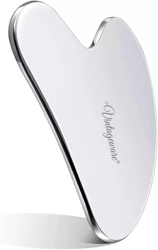 Vintageware® Stainless Steel Facial Gua Sha Massager (IASTM Tool) for Face, Skin, Neck, Jaw, Eye Massage & Acupressure Therapy On Trigger Point Treatment Scraping Face Massage Tool (Heart Shaped)