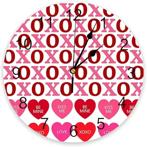 Wall Clock Pink Heart Shape Wall Clocks Silent Non-Ticking Clocks Battery Operated, Modern Clock Decorative for Kitchen Living Room Bedroom (10 Inch)