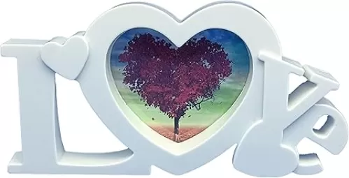 White Heart Picture Frames LOVE Frame 3D Stereoscopic Feeling Fashionable. for 4x4 inch Photo. Plastic Frame, For Wall and Table.